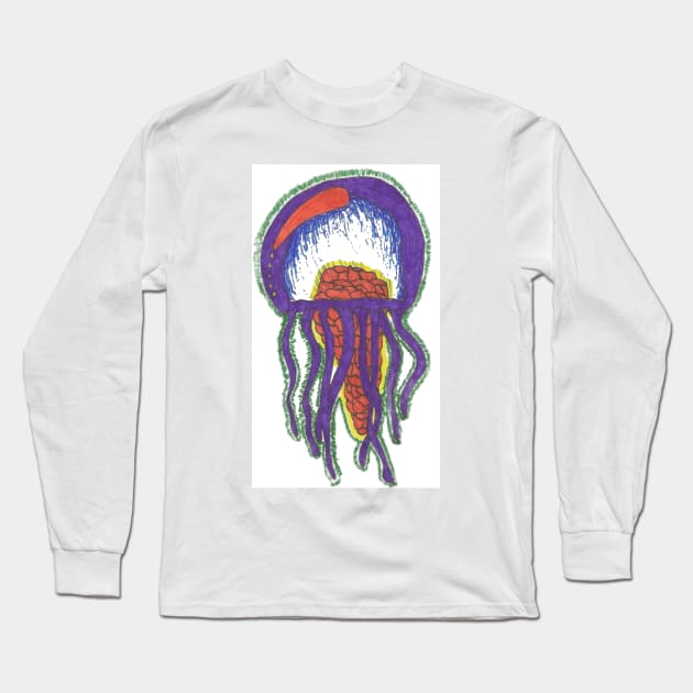 Electric Jellyfish Long Sleeve T-Shirt by Artofmiarussell 